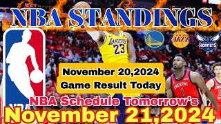 NBA STANDINGS TODAY November 20 2024  GAME RESULTS  NBA SCHEDULE November 21 2024 nbastanding [upl. by Assirt627]