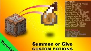 Tutorial Custom potions using give and summon commands in minecraft 17 [upl. by Dihsar]