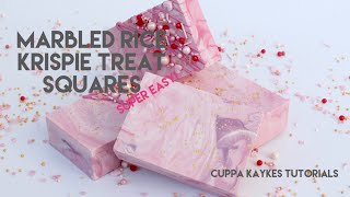 Marbled Rice Krispie Treat Squares Tutorial  SUPER EASY  No baking needed [upl. by Nerek]