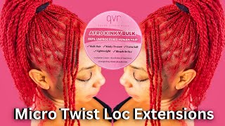 Micro Twist Loc Extensions Install  QVR Afro Kinky Bulk Hair 18 inch Color RED  MissUniqueBeautii [upl. by Ecyarg]