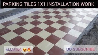 PARKING TILES 1X1 INSTALLATION WORK FULL VIDEO parkingtilestilestilestyledesignytvirallike [upl. by Pickens816]