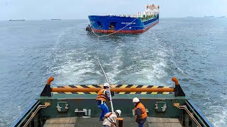 A Day in the Life of a Tiny But Powerful Tugboat Towing Gigantic Ships at Sea [upl. by Kohcztiy]