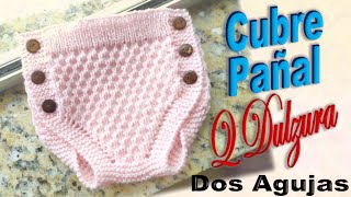 CUBRE PAÑAL EN DOS AGUJAS PARA BEBÉS DE 1 A 3 MESES QUE DULZURA [upl. by Milore451]