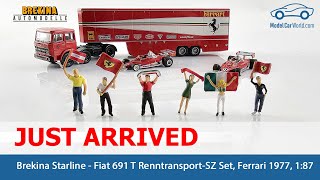 Brekina Starline  187 Just Arrived Fiat 691 T RenntransportSZ Set [upl. by Novart]