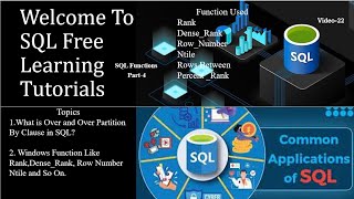 sql course windows fx rank DesneRank rownumber Ntile RowsbetweenPercentrankVideo 22 [upl. by Auqinu877]