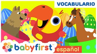 Primeras Palabras para Bebes en Español  Huevos Surpresas con Larry el Loro  Baby First Español [upl. by Erehpotsirhc31]