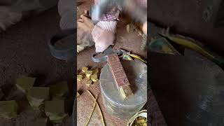 Process of fixing rivet on wood knife handle Good tools and machinery make work easy [upl. by Dari]