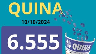 Resultado de hoje da Quina Concurso 6 555 Sorteio dia 10102024 [upl. by Ondine]