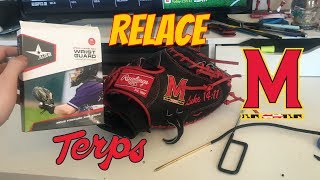 Glove Relace For The Catcher at Maryland How to Add an All Star Wrist Guard [upl. by Sueaddaht638]