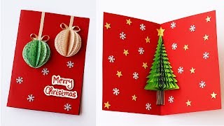 3D Christmas Pop Up Card  How To Make Christmas Tree Greeting Card [upl. by Ahsayn352]