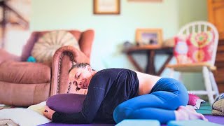 45 Minute Restorative Yoga Low Back Focus Lots of Props [upl. by Anierdna]