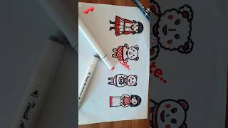 Red White Themed kawaii pictures 🥰🥰 kawaiisticker shortvideo art potrait [upl. by Layton]