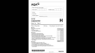 Official summer 2024 AQA GCSE CHEMISTRY 8462 1H Paper 1 Higher Tier Merged Question Paper  Mark Sch [upl. by Karim]