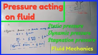 Pressure acting on fluid flowstatic pressuredynamic pressure amp stagnation pressureFluid Mechanic [upl. by Hgeilyak28]