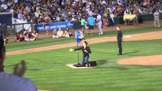 Michael Grandinetti making his assistant levitate Aces Ballpark 752014 [upl. by Kcirdor]