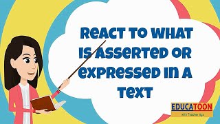 React to what is asserted or expressed in a text [upl. by Eryt]