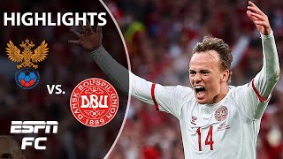 Inspired Denmark thrash Russia 41 to advance to the round of 16  Highlights  ESPN FC [upl. by Blinnie570]