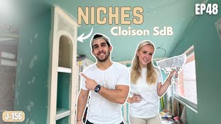 CLOISON amp NICHES Salle de bain 🤩  VLOG Rénovation Hangar 48 J156 [upl. by Lielos]