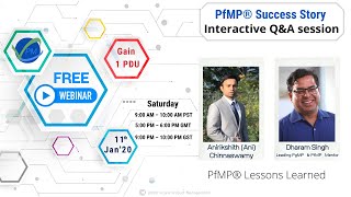 Free Webinar  PfMP Success Story  Interactive QampA session  Anirikshith Chinnaswamy  Dharam Singh [upl. by Ellevel]