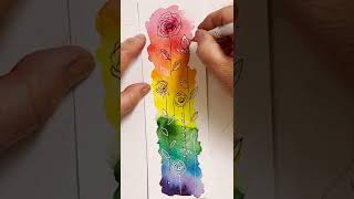 Easy Watercolor Rainbow Flower Bookmarks  Watch this then watch the full tutorial nowpaintthis [upl. by Ahsiuqet]