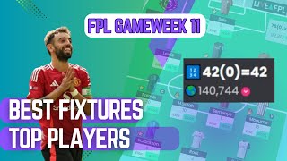 GW 1117  Best Fixtures  Top Players [upl. by Aydni284]