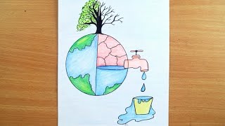 Save Earth Drawing  How To Draw Save Earth Poster  Save Nature Save Earth Drawing [upl. by Bond]