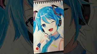 Hatsune Miku drawing 💙 shorts anime art [upl. by Dorena275]