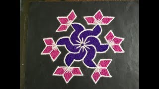 Simple Rangoli Design with Beautiful Colours and Dots 9x5  Latest Kolam  Daily Rangoli [upl. by Elocel]