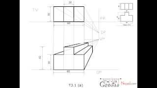 Engineering Drawing TutorialsPerspective drawings with front and side view T 31 a [upl. by Mccourt]