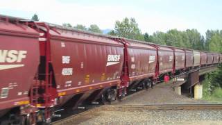 Railfanning Sandpoint Idaho Loaded BNSF Grain Train at the Sandpoint Diamond [upl. by Quintessa]