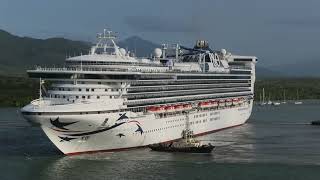 Pacific Encounter Cruise Ship Turning 180 Degrees Before Departing Cairns Harbour on 9 Oct 2024 [upl. by Alyn]