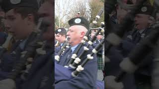 Vale of Atholl Pipe Band march off playing from 2024 Pitlochry New Year Street Party shorts [upl. by Brandice]