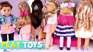 AG Dolls Hairstyling in the Beauty Salon Play Toys DIY ideas [upl. by Service]