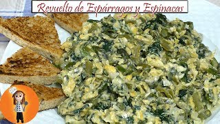 Revuelto de Espárragos y Espinacas  Receta de Cocina en Familia [upl. by Jarl]