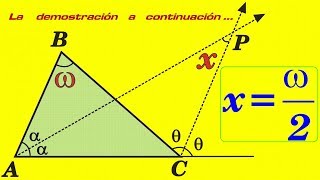 Ángulo Formado por una Bisectriz Interior y otra Exterior en un TriánguloDemostración [upl. by Vere212]