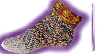 WirbelSocken ohne Ferse häkeln lernen für Linkshänder [upl. by Jacobsohn650]