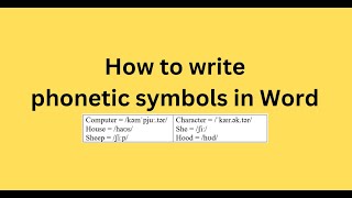 How to write phonetic symbols in Word [upl. by Quickman]