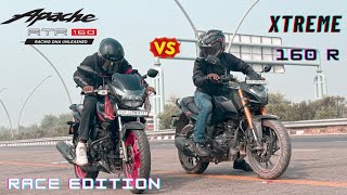 Apache RTR 160 Race Edition  vs  Hero Xtreme 160R  Drag Race unexpected results 😱  Torq Abhi [upl. by Josepha893]