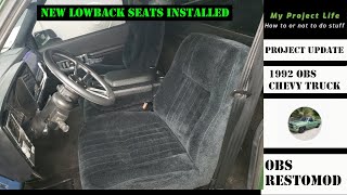 OBS Chevy Silverado truck custom seat install Qualitex American Classic restomod w lumbar support [upl. by Yhcir27]