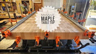 Massive End Grain Maple Table Top Glueup [upl. by Ennahtur]