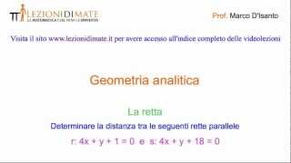 Determinare la distanza tra le rette parallele 4xy1  0 e 4xy18  0 [upl. by Maria]