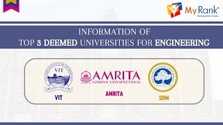 TOP 3 DEEMED UNIVERSITIES FOR ENGINEERING VIT SRM AMRITA MYRANK [upl. by Eniarda]