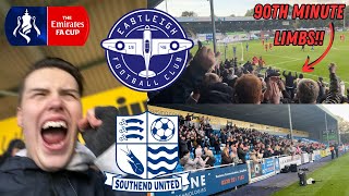 EASTLEIGH VS SOUTHEND0190TH MINUTE GOAL HANDS BLUES A MAGICAL CUP DAY OUT [upl. by Alleuqahs]