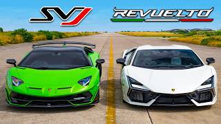 Lambo Revuelto v Aventador SVJ DRAG RACE [upl. by Cirdec]