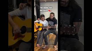 Two people play One Guitar  Fall In Place  Chandresh Kudwa  Eva Kudwa shorts [upl. by Loresz]