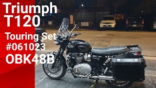 Review Triumph T120 Classic Touring Set 061013  GIVI OBK48B  PANTHER  PIAA [upl. by Neerhtak]