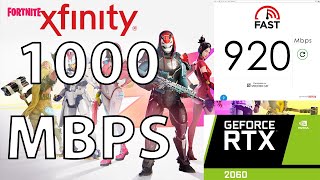 Downloading Fortnite at 1000Mbps on PC Xfinity Gigabit Internet Download Test [upl. by Ralip]