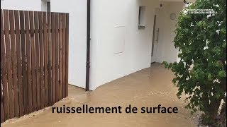 Ruissellement de surface  leau sécoule vers un bâtiment [upl. by Naesed328]