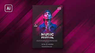 Music Festival Poster  Adobe Illustrator Tutorial [upl. by Heyde]