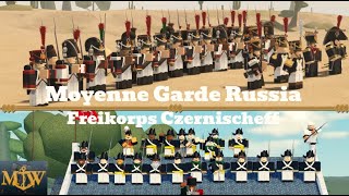 Moyenne Garde Russian vs Freikorps Czernischeff  Marque of War Battles [upl. by Ellirpa]